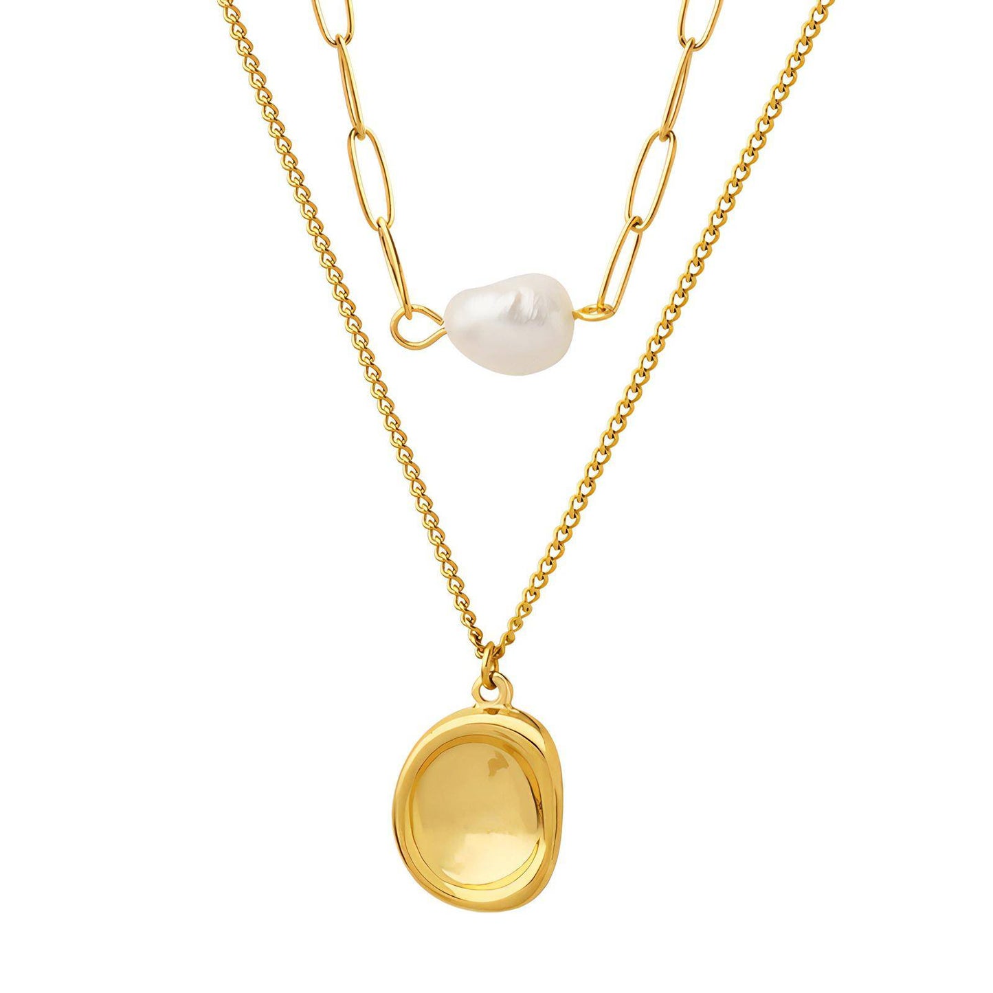 DEUX COLLIERS COLLIER EN ACIER INOXYDABLE PLAQUÉ OR 18 CARATS ÉTANCHE