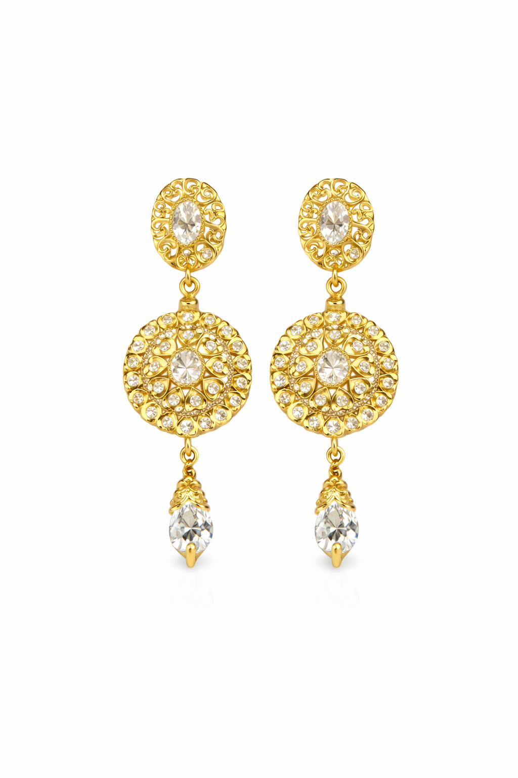ZAHRA Noor Earrings – Moroccan Gold-Plated Crystal Drop Earrings