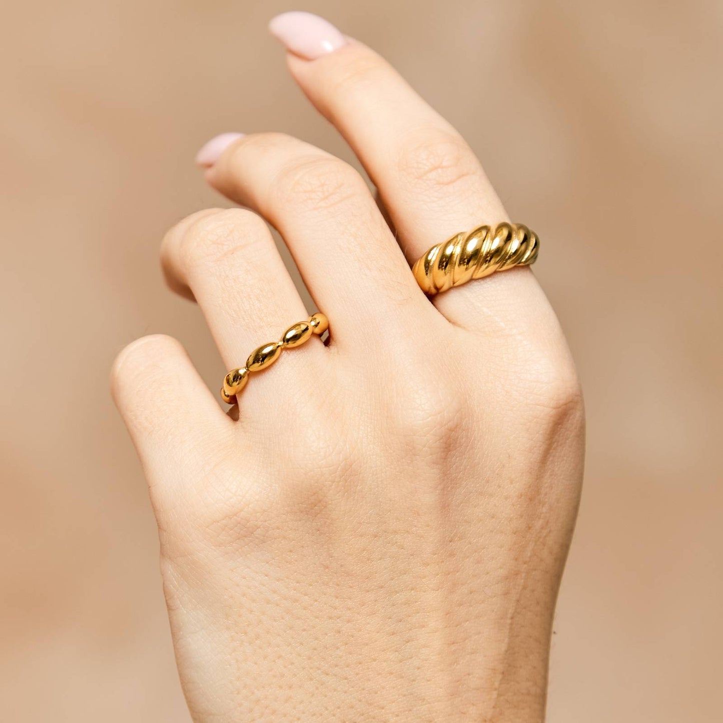 SeasideTwist Ring 18K VERGULD ROESTVRIJ STALEN VINGERRING WATERDICHT