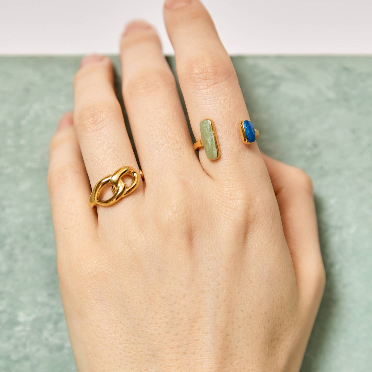 Sunset Glow 18K VERGULD ROESTVRIJ STALEN VINGERRING WATERDICHT