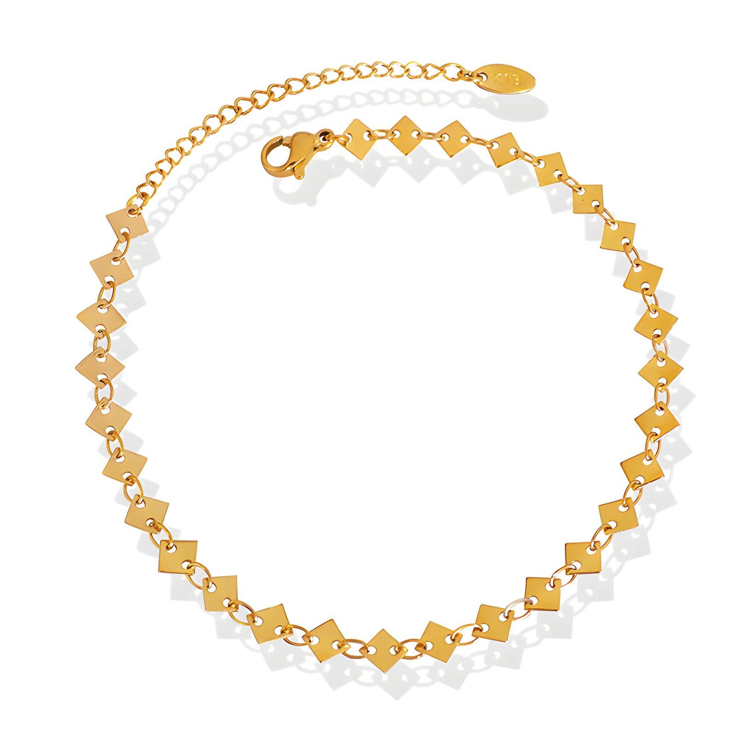 LushLumina BRACELET DE CHEVILLE EN ACIER INOXYDABLE PLAQUÉ OR 18 CARATS IMPERMÉABLE