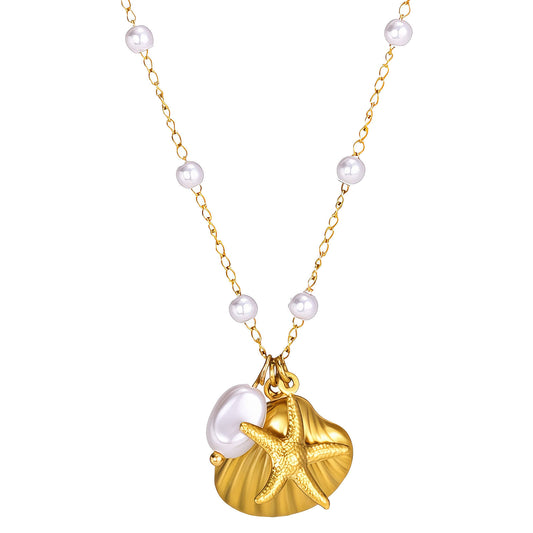 Tahiti Necklace, 18K Gold Plated Steel