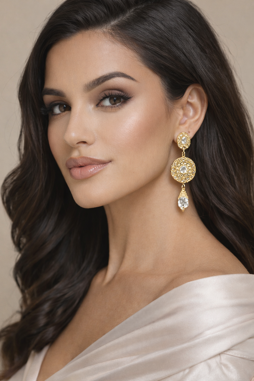 ZAHRA Noor Earrings – Moroccan Gold-Plated Crystal Drop Earrings